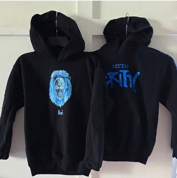 Kids DETROIT LIONS House Of Hutch Lion Black Blue Hoodies Medium - Picture 1 of 4